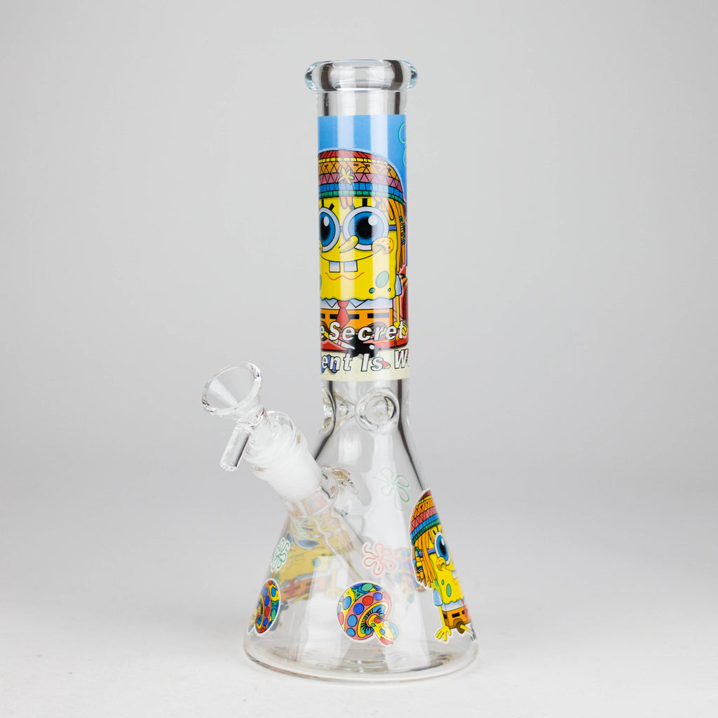 10" Glow-in-the-Dark Glass Bong with Cartoon Sponge Design