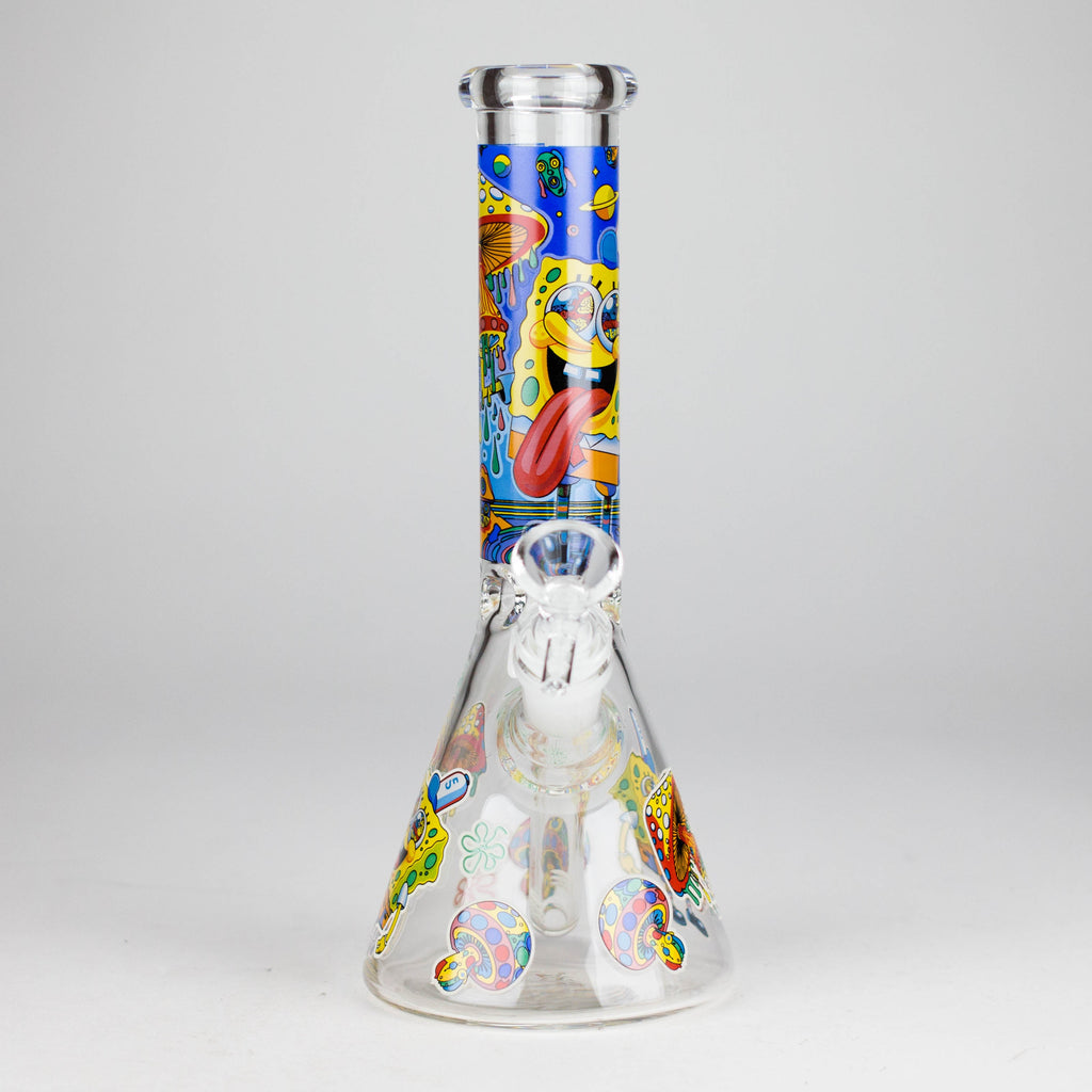 10" Glow-in-the-Dark Glass Bong with Cartoon Sponge Design