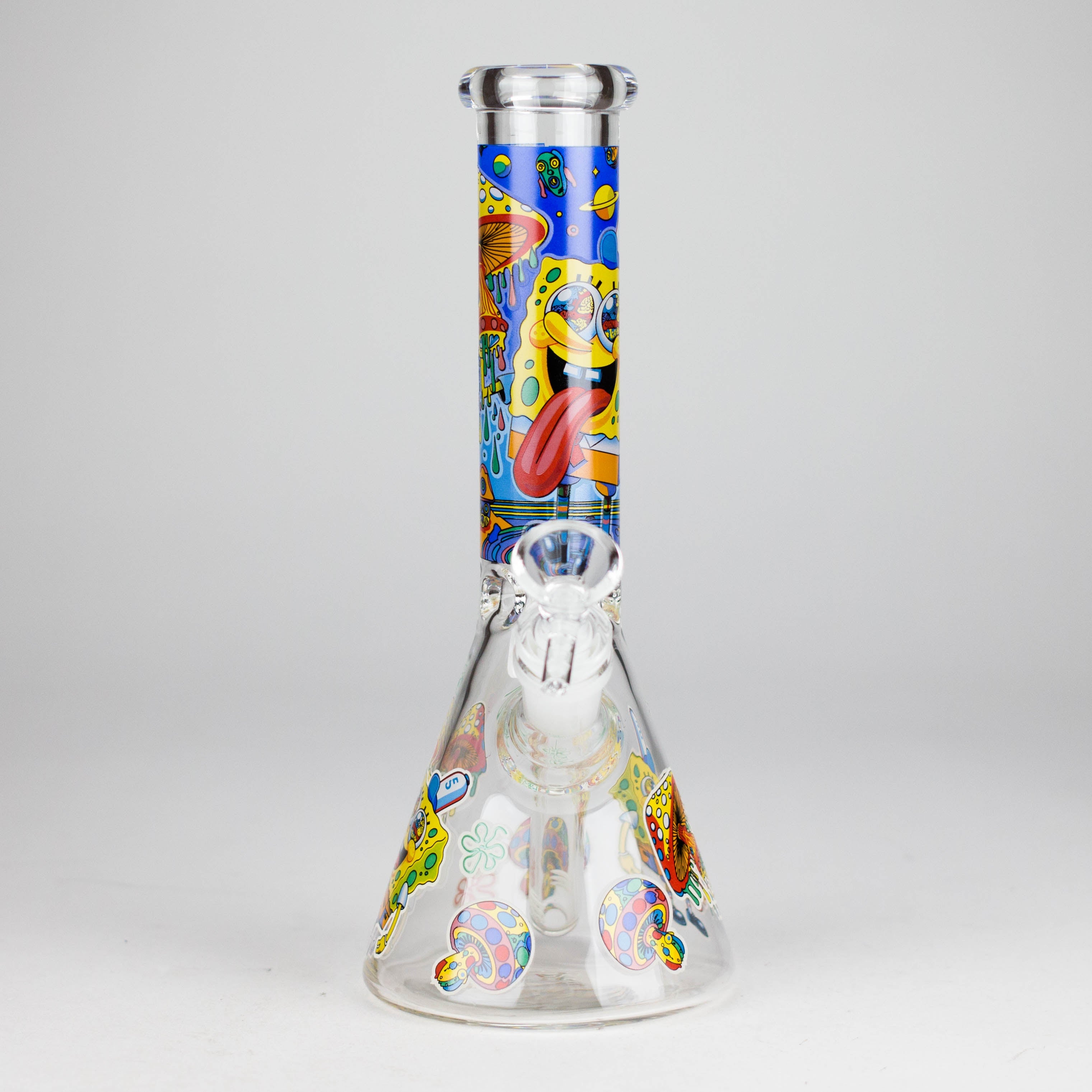 10" Glow-in-the-Dark Glass Bong with Cartoon Sponge Design