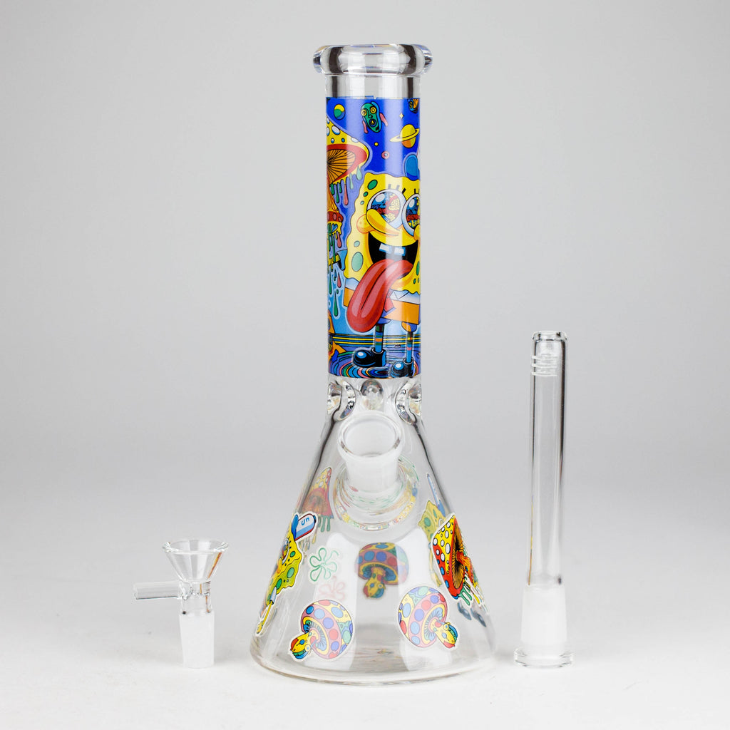 10" Glow-in-the-Dark Glass Bong with Cartoon Sponge Design