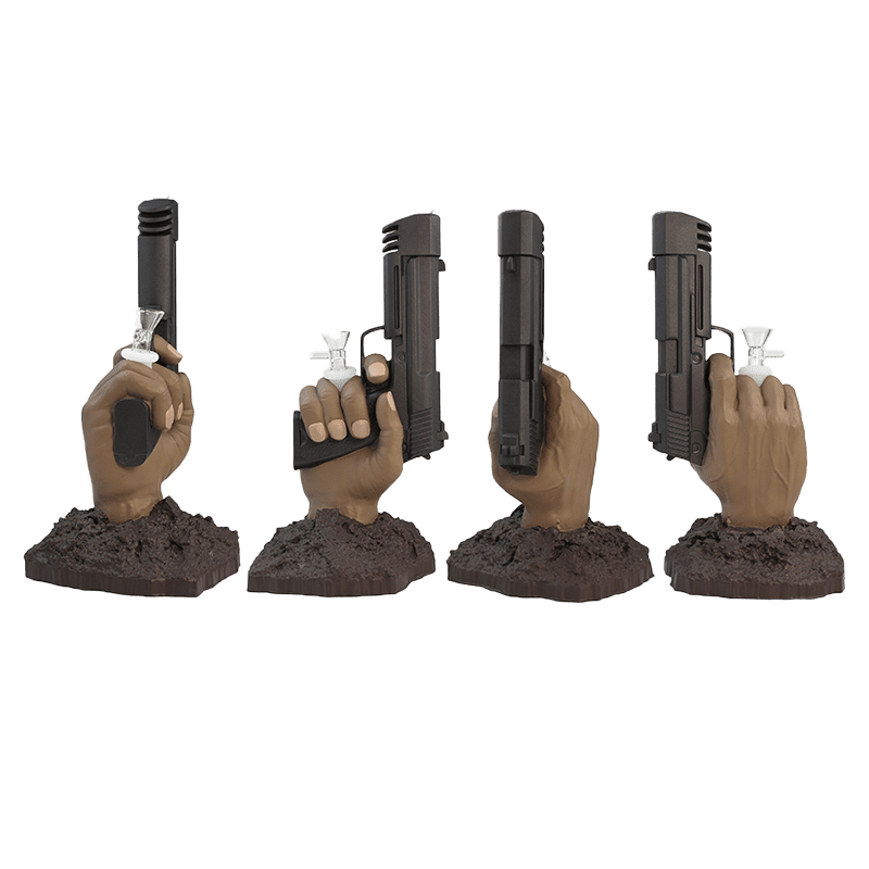 11″ Vinyl Hand Pistol Water Pipe with 14mm Glass Bowl [SMKZ163]