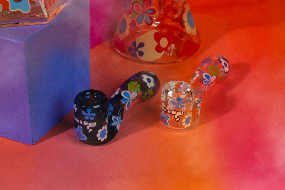 Cheech & Chong® Glass | 5.5" Power to the Flower Sherlock Hand Pipe [CC2044C]