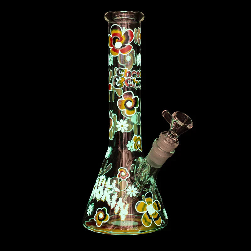 Cheech & Chong® Glass | 10" Tie Dye Glow-in-the-Dark Water Pipe [CC170]