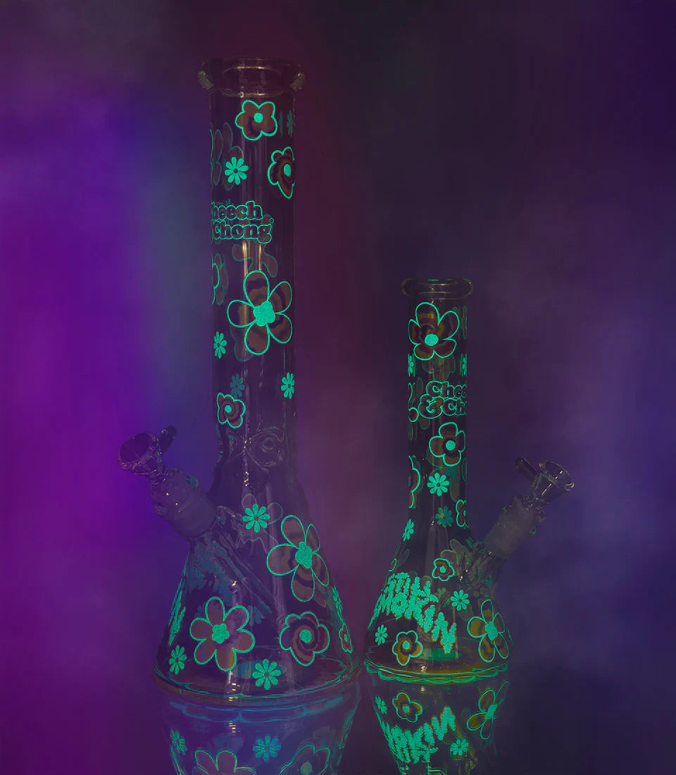 Cheech & Chong® Glass | 10" Tie Dye Glow-in-the-Dark Water Pipe [CC170]